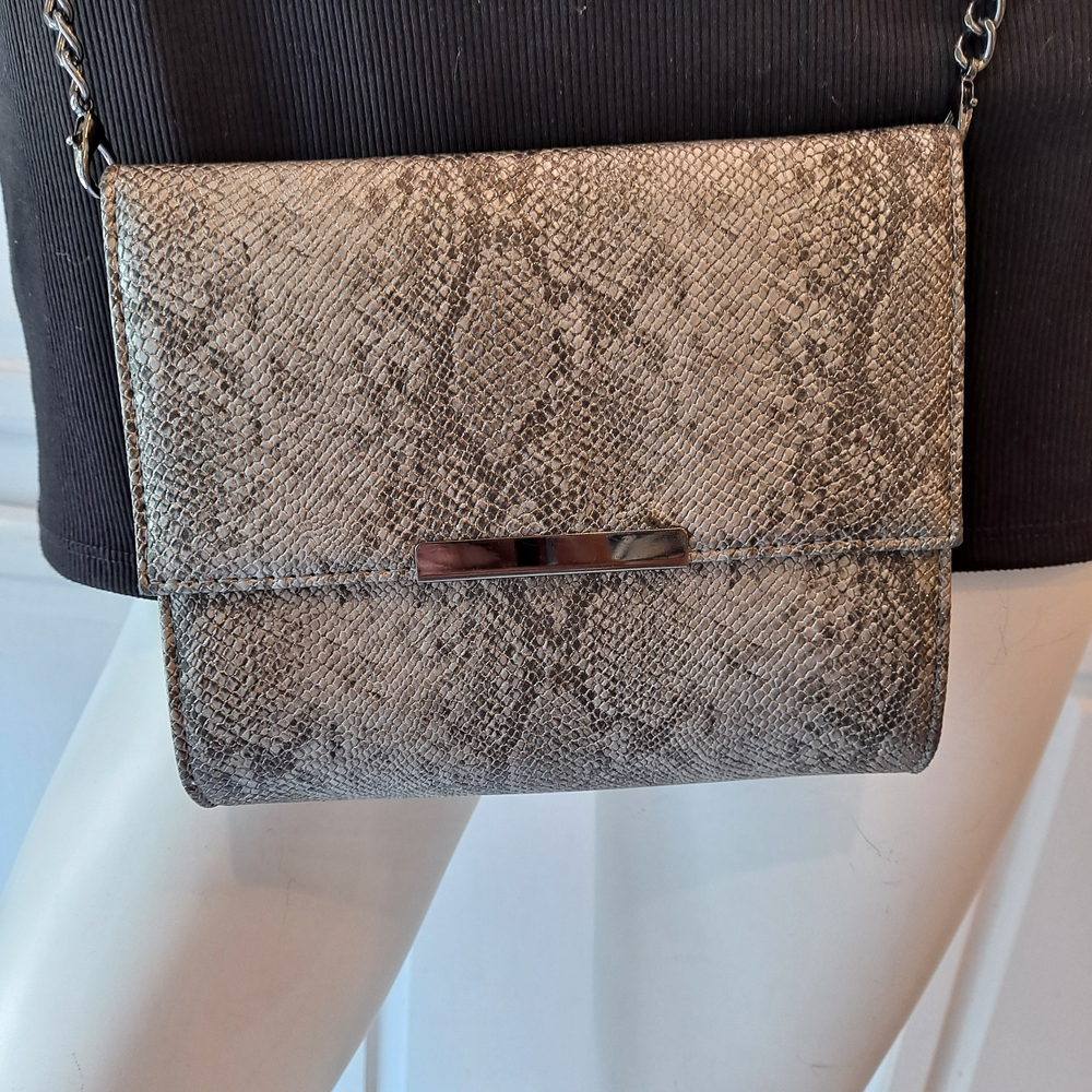 a new day, Silver Gray Snakeskin Textured Crossbody